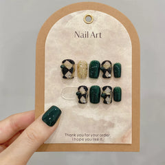 Emerald(Handmade press on nails)/10Pcs Nails