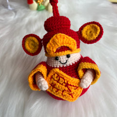 Handmade Crocheted God of Wealth Doll