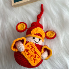 Handmade Crocheted God of Wealth Doll