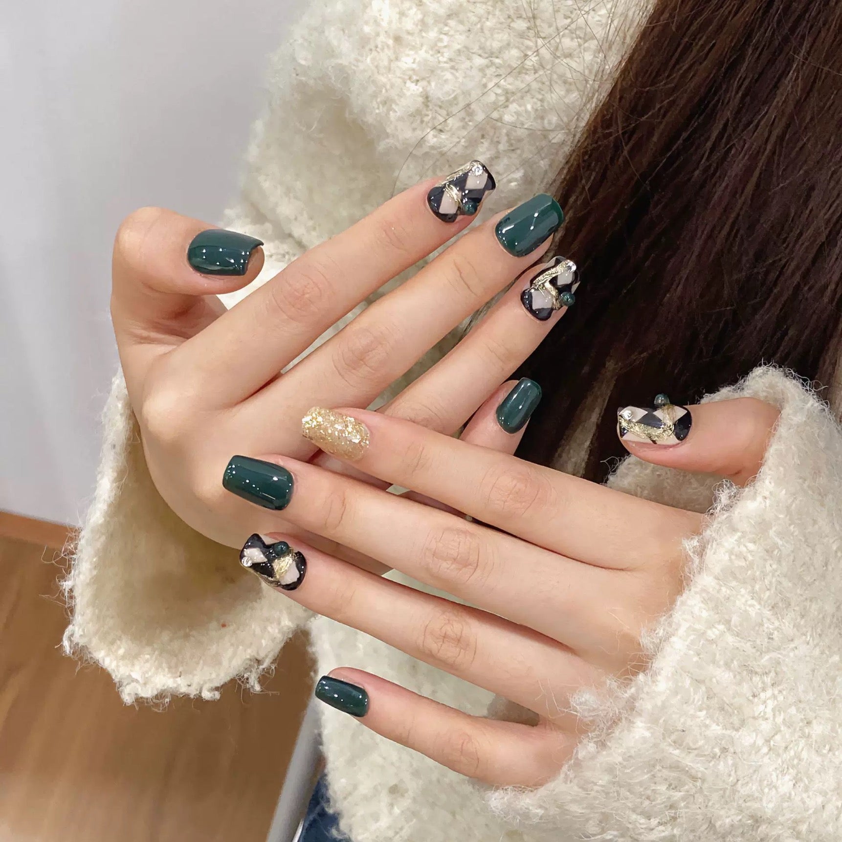 Emerald（Handmade press on nails）/10Pcs Nails