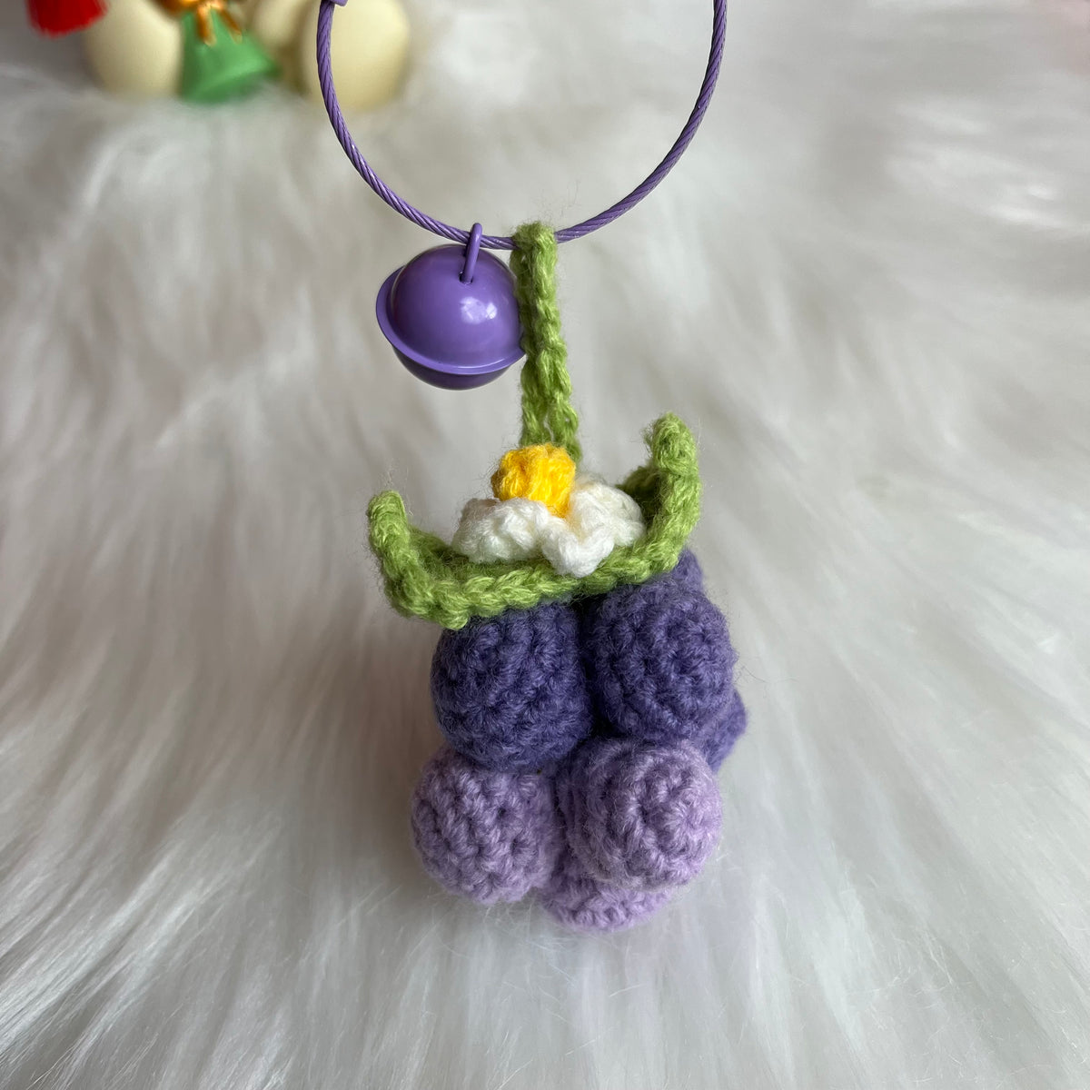 Handmade Crocheted Grape Keychain