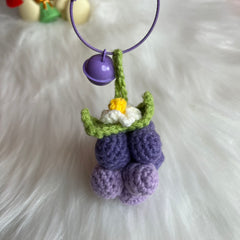 Handmade Crocheted Grape Keychain
