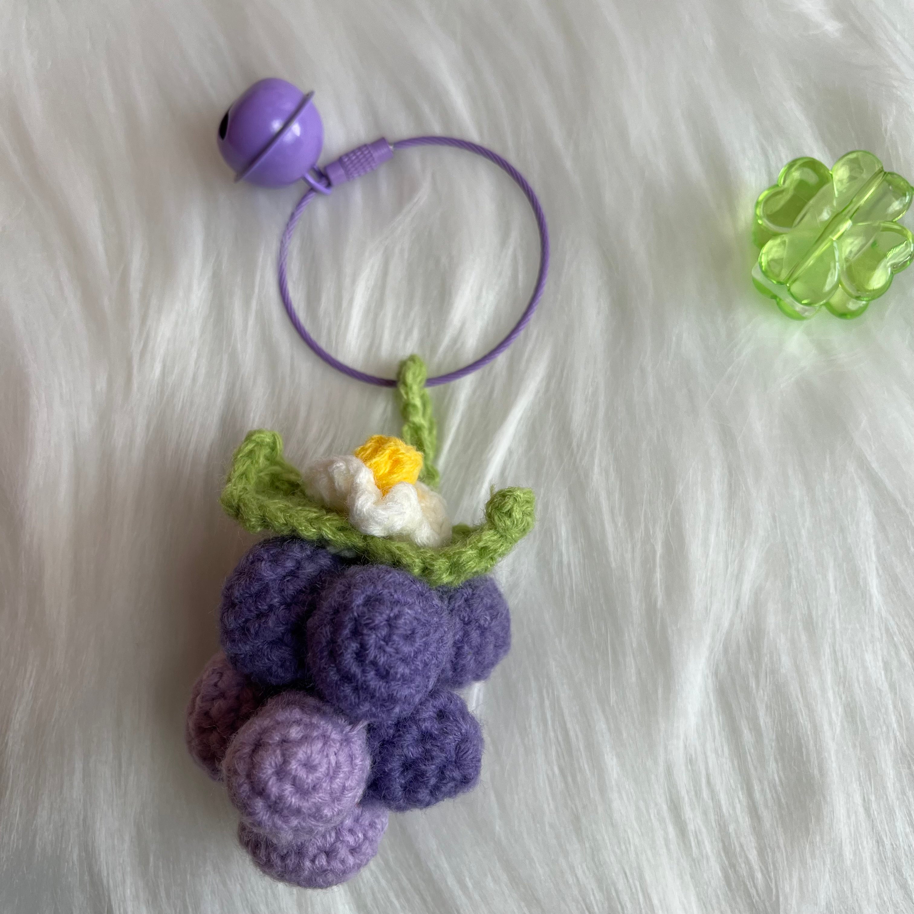 Handmade Crocheted Grape Keychain