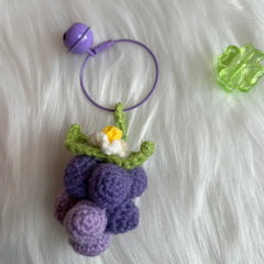 Handmade Crocheted Grape Keychain