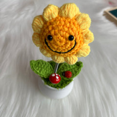Handmade Crocheted Sunflower potted plant